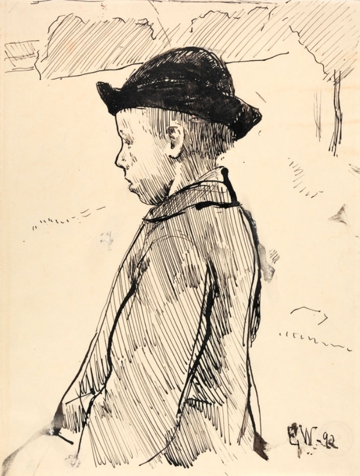 Gutt med hatt, i profil (Мальчик в шапке, в профиль), 1892