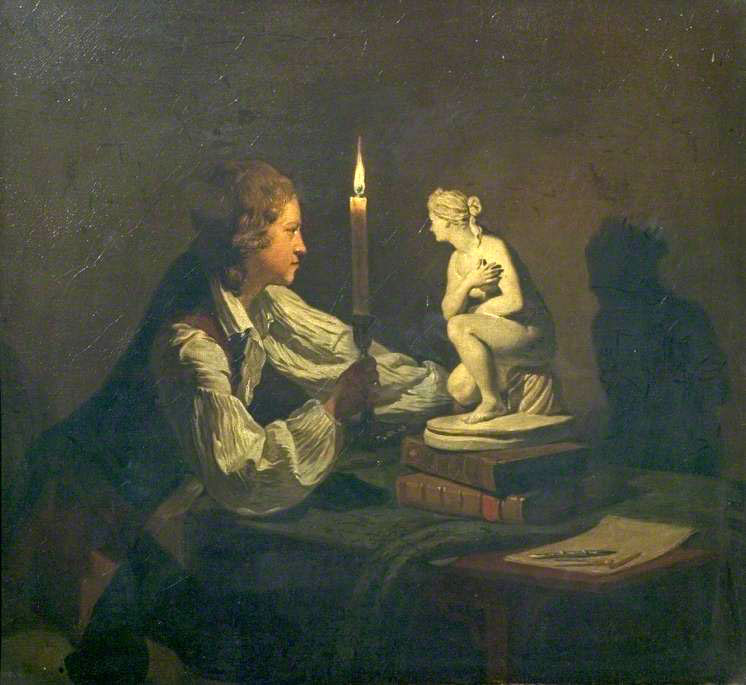 A Boy Admiring a Statuette by Candlelight (Мальчик, любующийся статуэткой при свече), after 1760