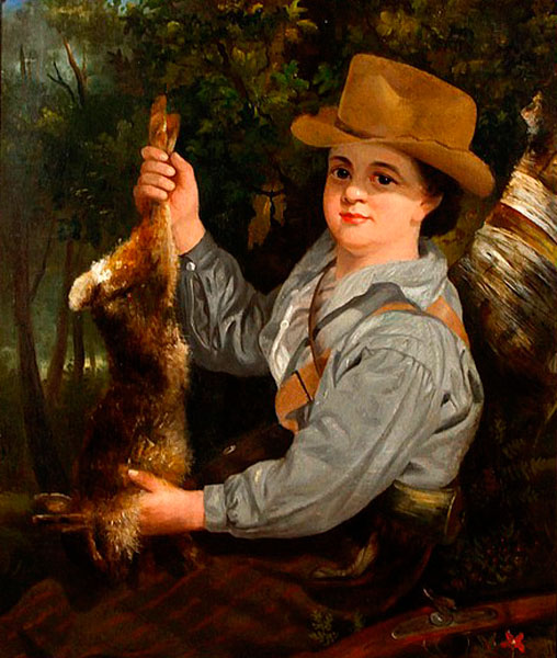 Boy holding a rabbit (Мальчик, держащий кролика)