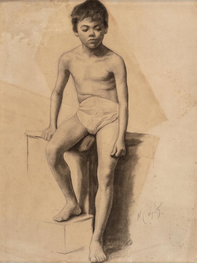 Study of a young male model (Эскиз юной мужской модели), c.1900