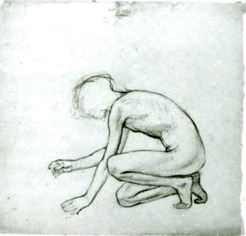 study of crouching boy, for 'Apotheosis of the Family' (эскиз скорчившегося нагого мальчика для фрески «Апофеоз семьи»), 1930-1931