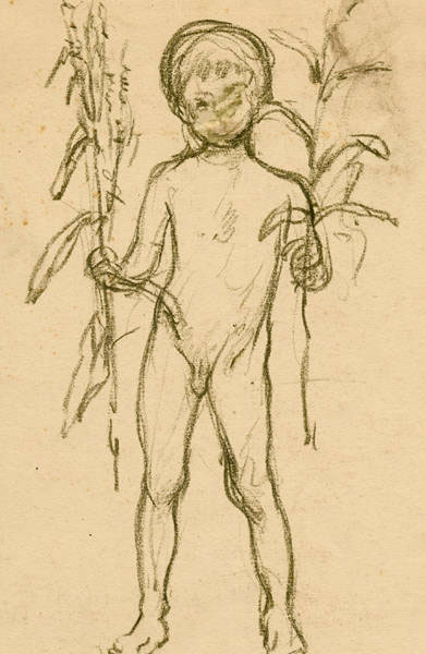 Nude Boy Holding Grain Stalks (Нагой мальчик, держащий в руках колосья)