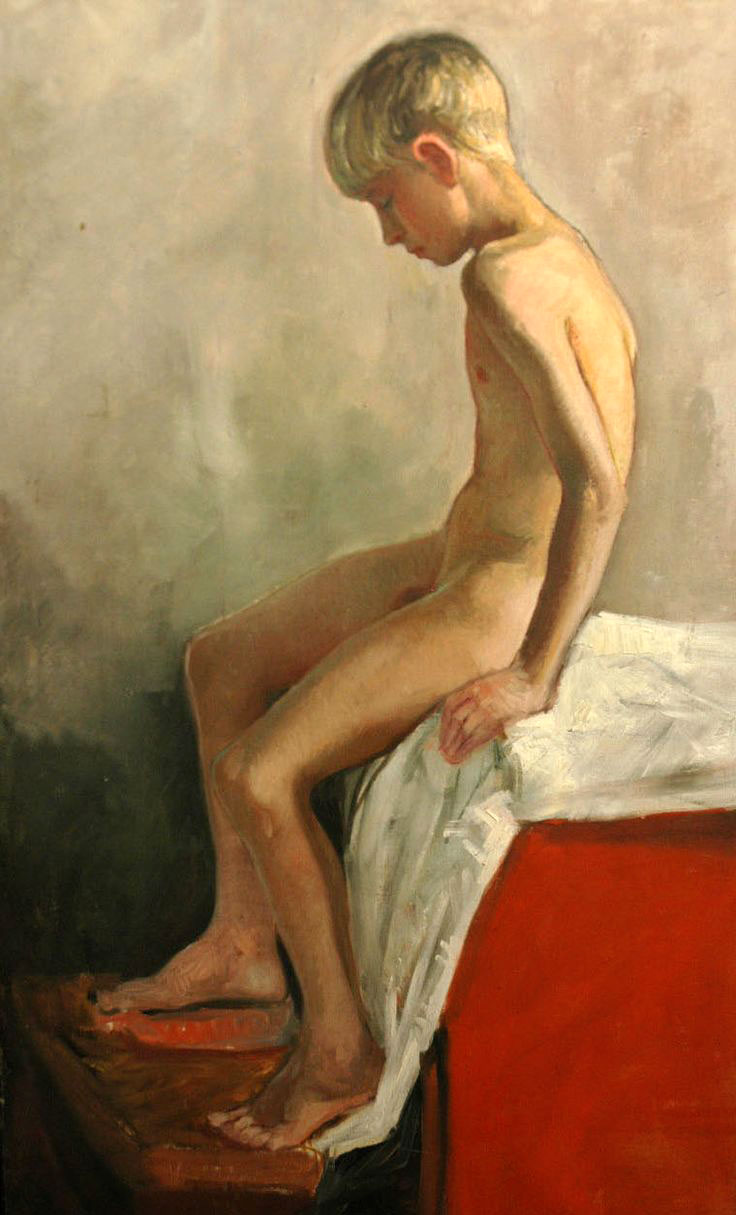 Study of sitting nude boy (Эскиз сидящего обнажённого мальчика)