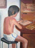Raúl dibujando sin camiseta (Рисунок Рауля без рубашки), 1986