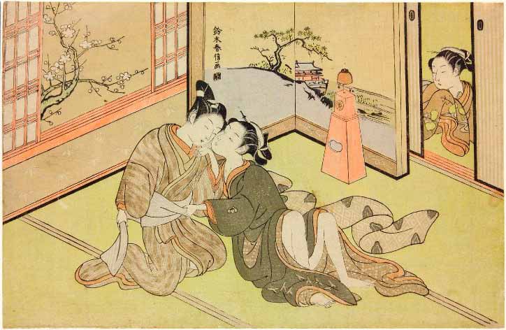 Harunobu Suzuki - вероятно, из альбома эротических гравюр, 1765-1770