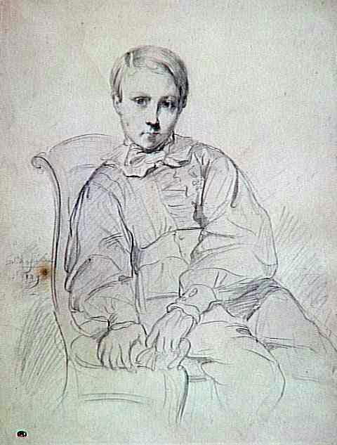 Portrait de jeune garcon assis dans un fauteuil (Портрет мальчика, сидящего в кресле), 1839 