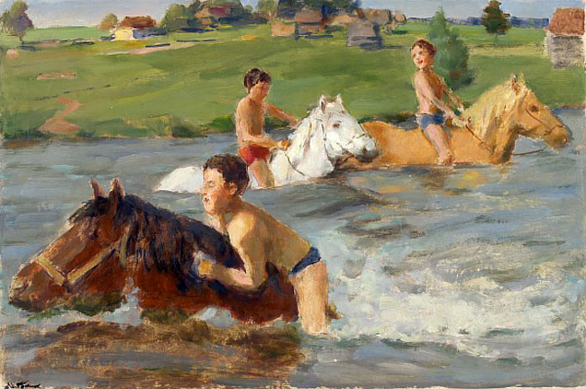 Купание коней (Bathing Horses), 1958