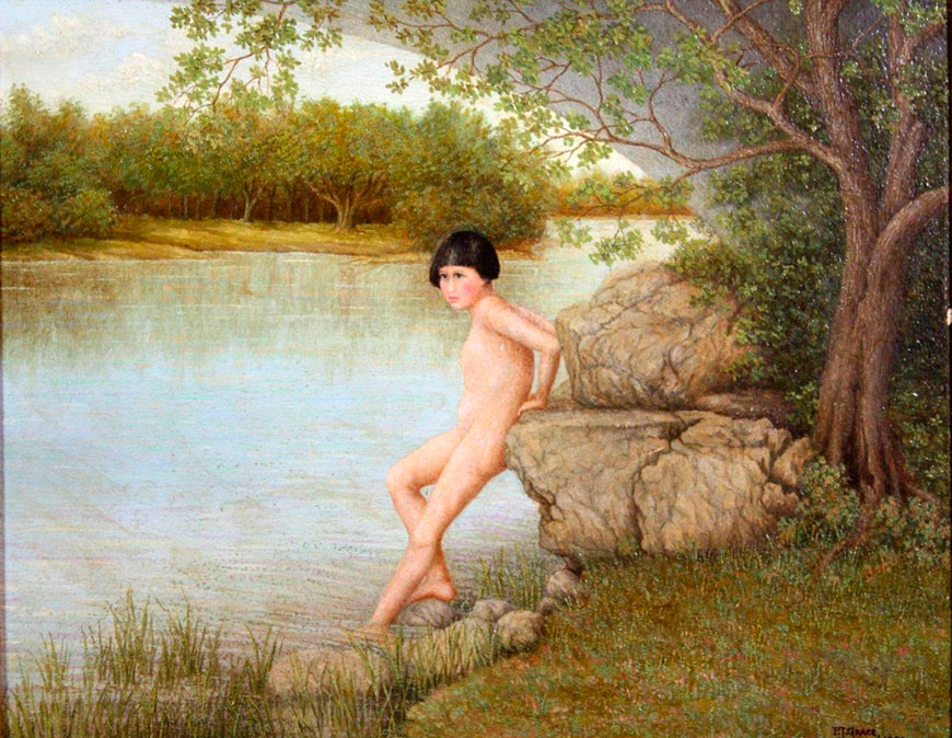 Jeune enfant nu au bord de l étang (Нагой ребёнок на краю пруда)