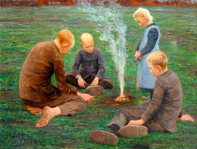 Vuurtje stoken op het veld (Розжиг костра на поле), 1902