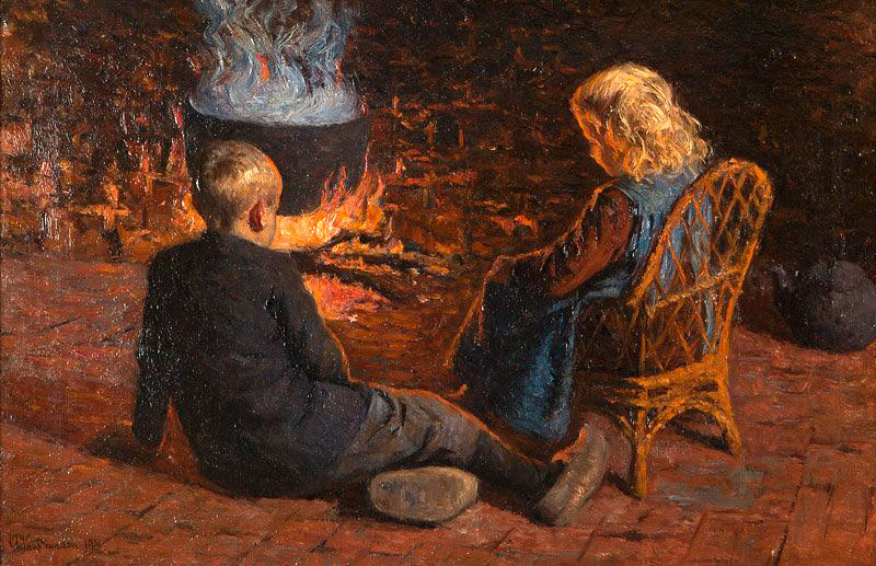 Children by firelight (Дети у камина), 1901