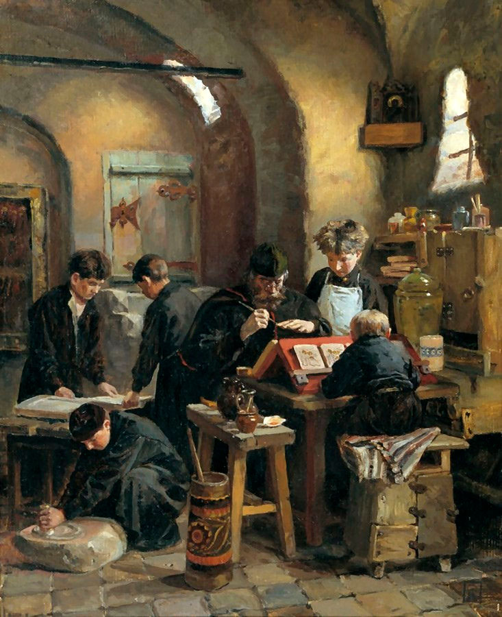 Иконописная мастерская XVI столетия (Icon Painters), 1887