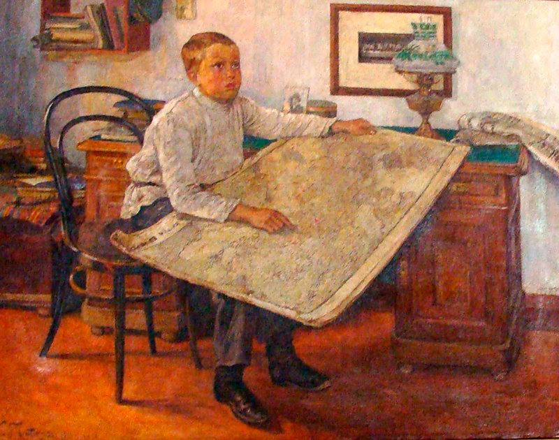 Мальчик с картой (Boy with map), 1916