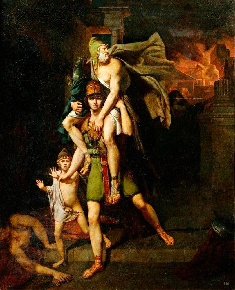 Aeneas fleeing with his father Anchises and son from the burning city of Troy (Эней, бегущий с отцом Анхисом и сыном из горящей Трои), c.1803