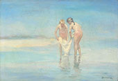 Children on a sunlit beach