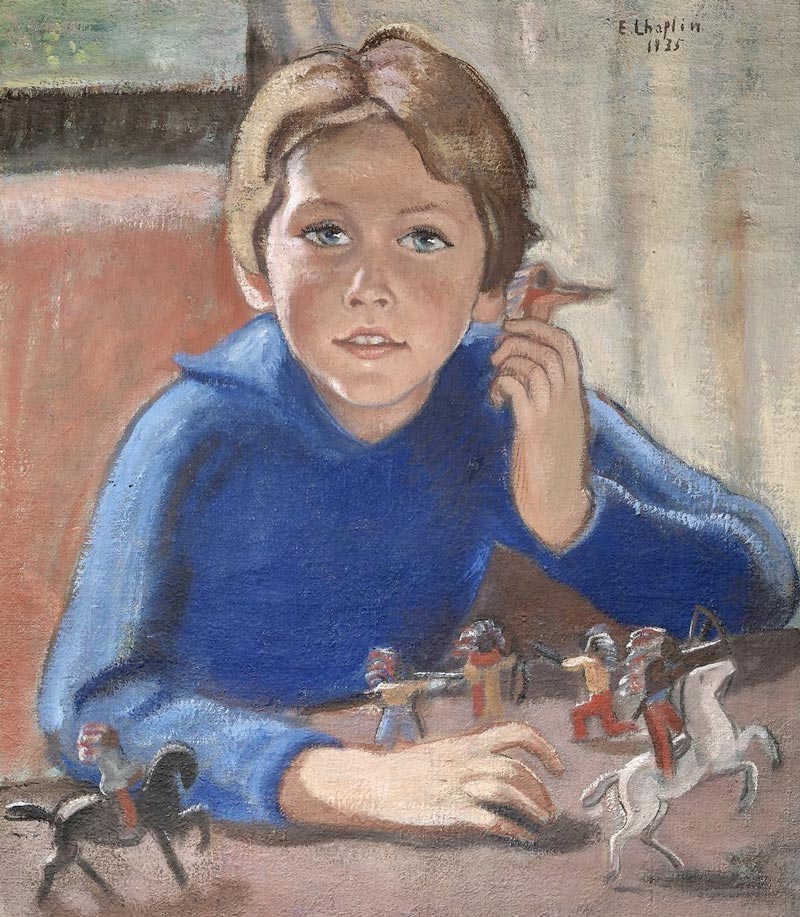 Portrait of Robert with toy soldiers (Портрет Роберта с игрушечными солдатиками), 1935