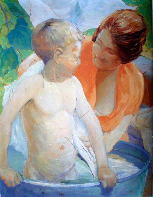 Ruth Cuneo Bathing Son, Gordon (Рут Кунео купает сына Гордона), 1926