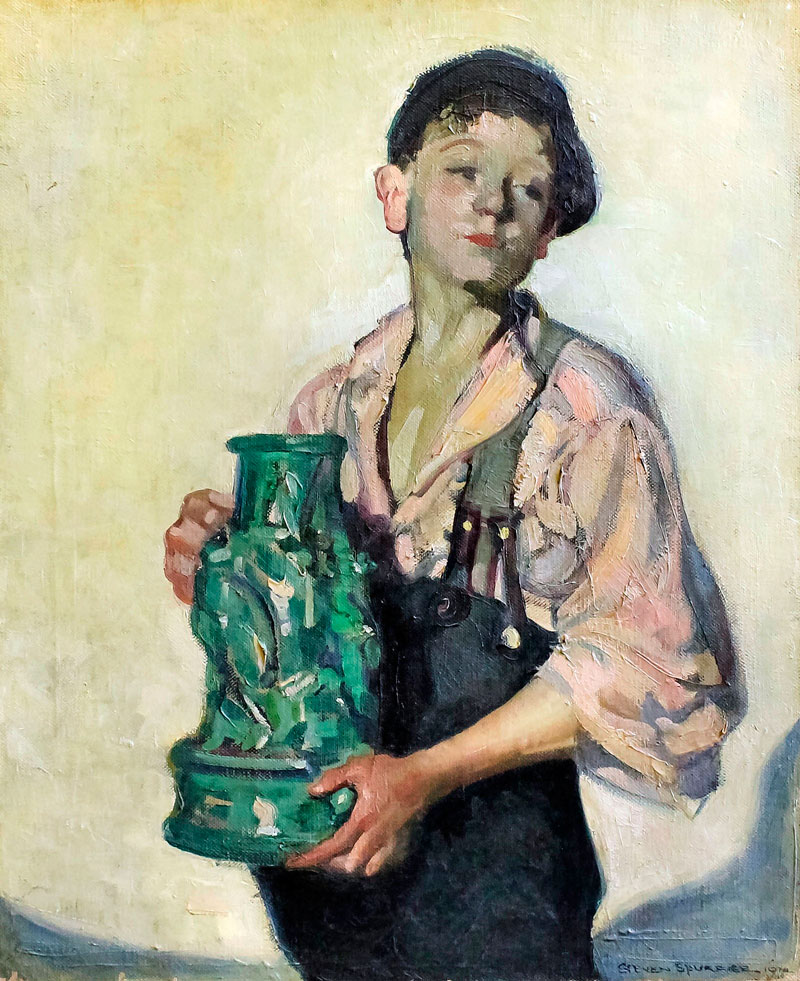 Three quarters length portrait of an urchin boy holding a green jug (Портрет в три четверти мальчика, держащего зелёный кувшин)