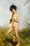 Naked boy with his flute in a landscape (Голый мальчик с флейтой в пейзаже)