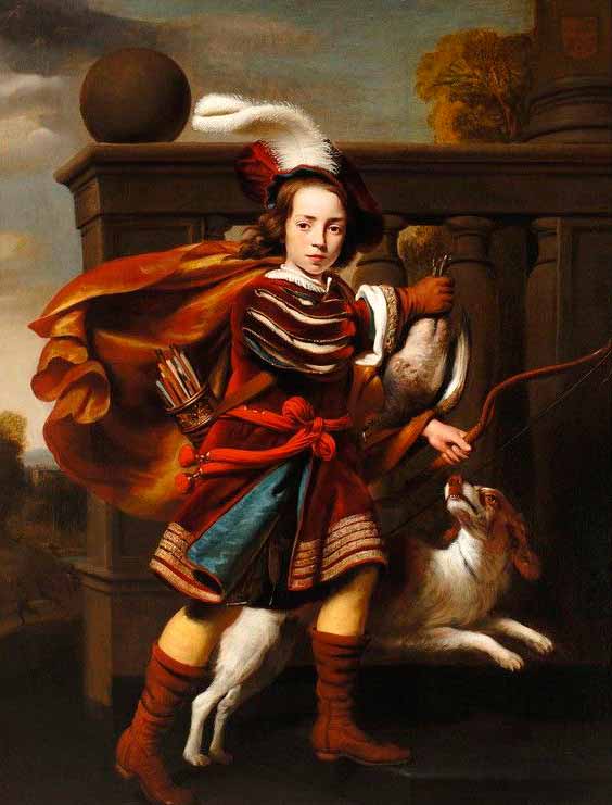 Portrait of a young boy as a hunter with his King Charles spaniel (Портрет мальчика как охотника с кинг-чарльз-спаниелем)