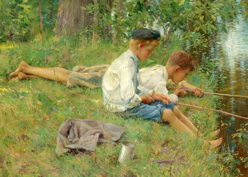 Fishing along the river bank (Рыбалка на берегу реки)