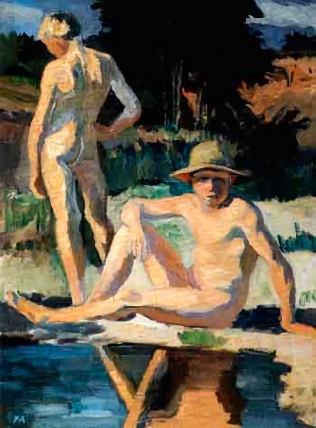 Two nude boys in summer landscape (Два нагих мальчика в летнем пейзаже)