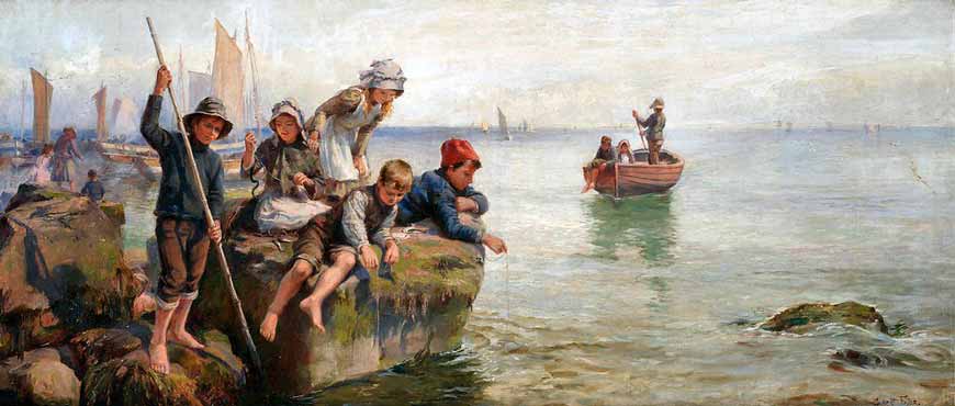 Children Fishing off the Quay (Дети, рыбачущие с набережной)