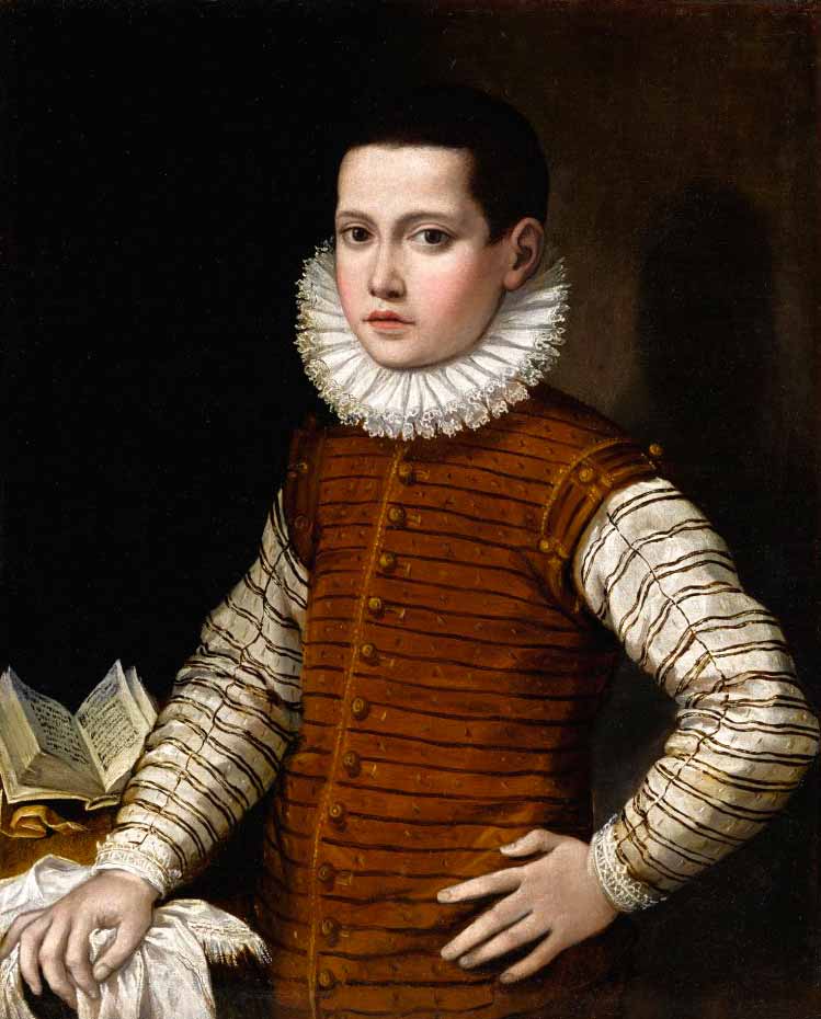 Portrait of a young boy, half length, his hand resting on a ledge beside an open book (Портрет мальчика в половину роста, с рукой на выступе рядом с открытой книгой)