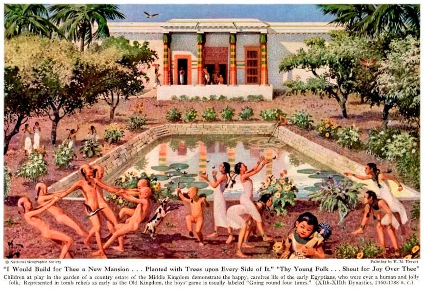 Children play in a garden of a Middle Kingdom country estate, Ancient Egypt (Дети, играющие в саду усадьбы Среднего царства, Древний Египет), 1941