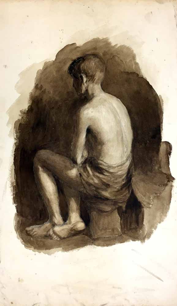 Этюд сидящего мальчика-натурщика (Study of a seated model boy)