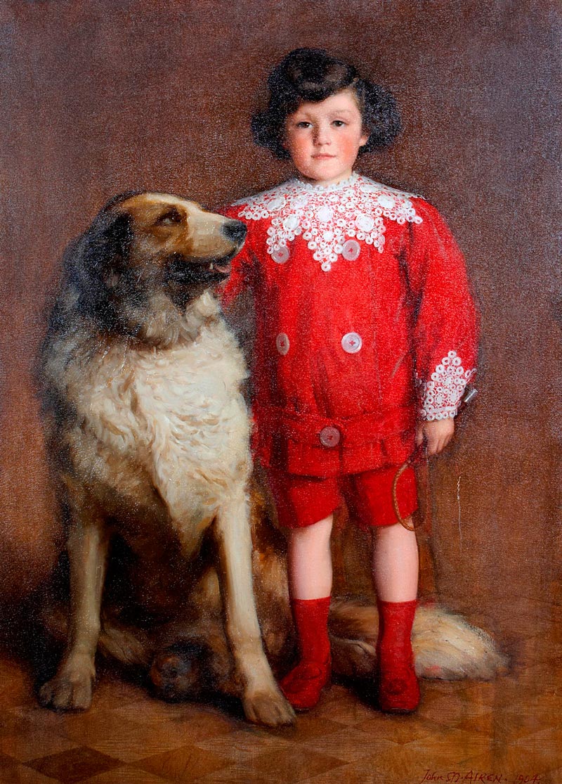 A portrait of a young boy and his dog (Портрет мальчика и его собаки), 1904