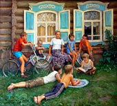 Good time in the village in summer