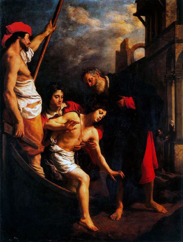 Saint Julien offre I'hospitalite aux pelerins (Св.Юлиан предлагает своё гостеприимство паломникам), Early 17th century