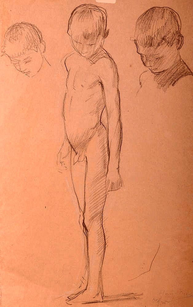 A study of a standing naked boy, looking down (Эскиз стоящего голого мальчика, глядящего вниз)