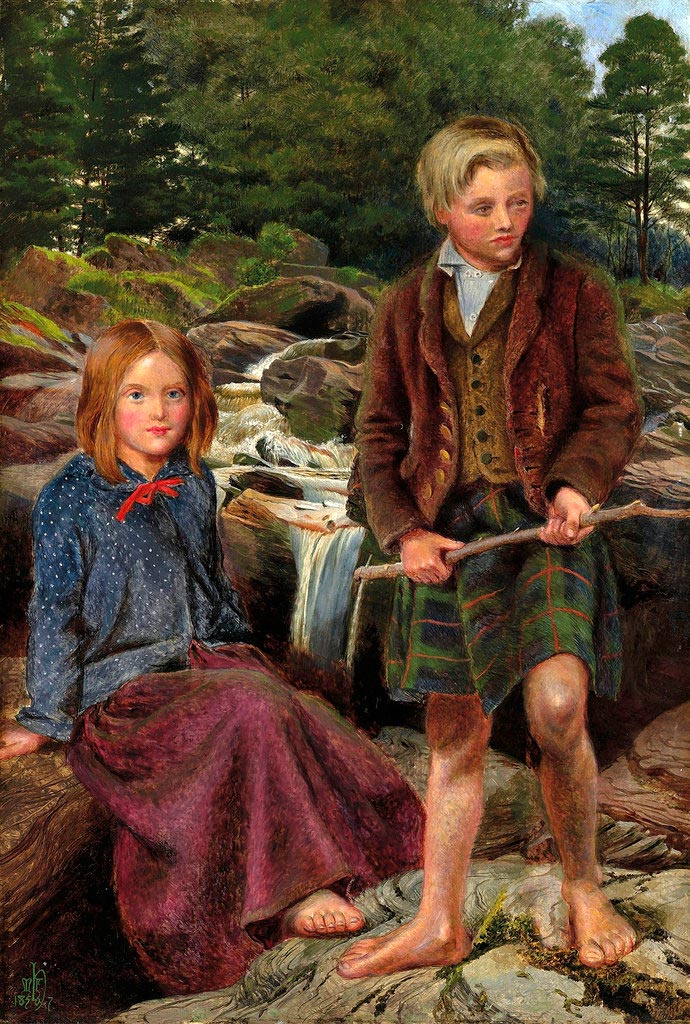 Two Highland Children by a Scottish Stream (Два ребенка-горца у шотландского ручья), 1856-1857