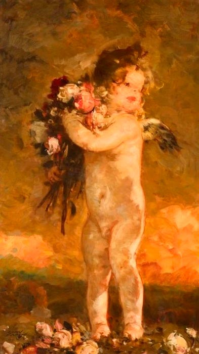 Cupid with Rose Bouquet (Купидон с букетом роз)