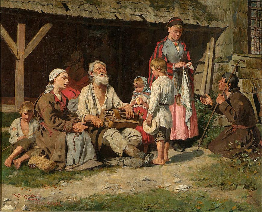 Lirnik przed chatą (Гусляр перед избой), 1887