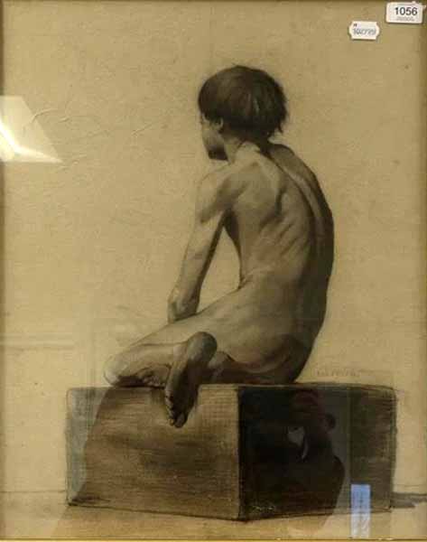 A study of a young boy, nude, seated with his back (Эскиз мальчика, голого, сидящего, со спины)