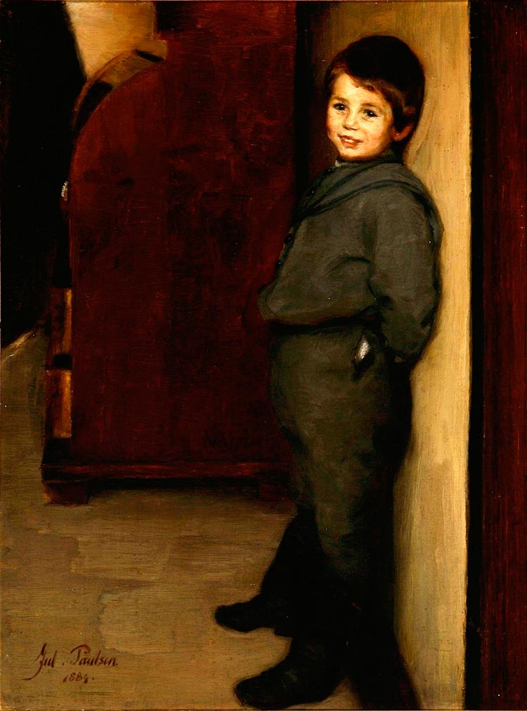 Smiling boy at a wall (Улыбающийся мальчик у стены), 1884