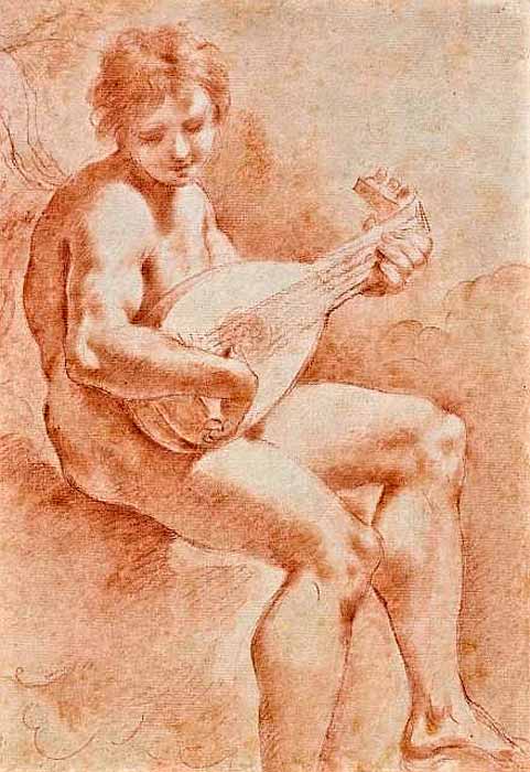 Naked young boy playing the lute (Голый мальчик, играющий на лютне)