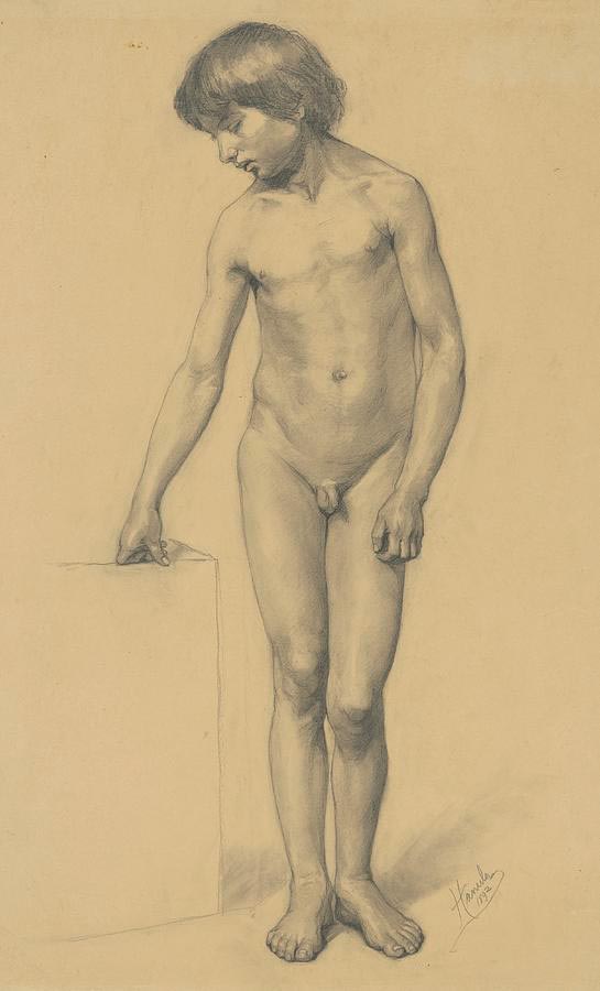 A study of a boy nude resting on a pedestal (Эскиз голого мальчика, отдыхающего на пьедестале), 1892