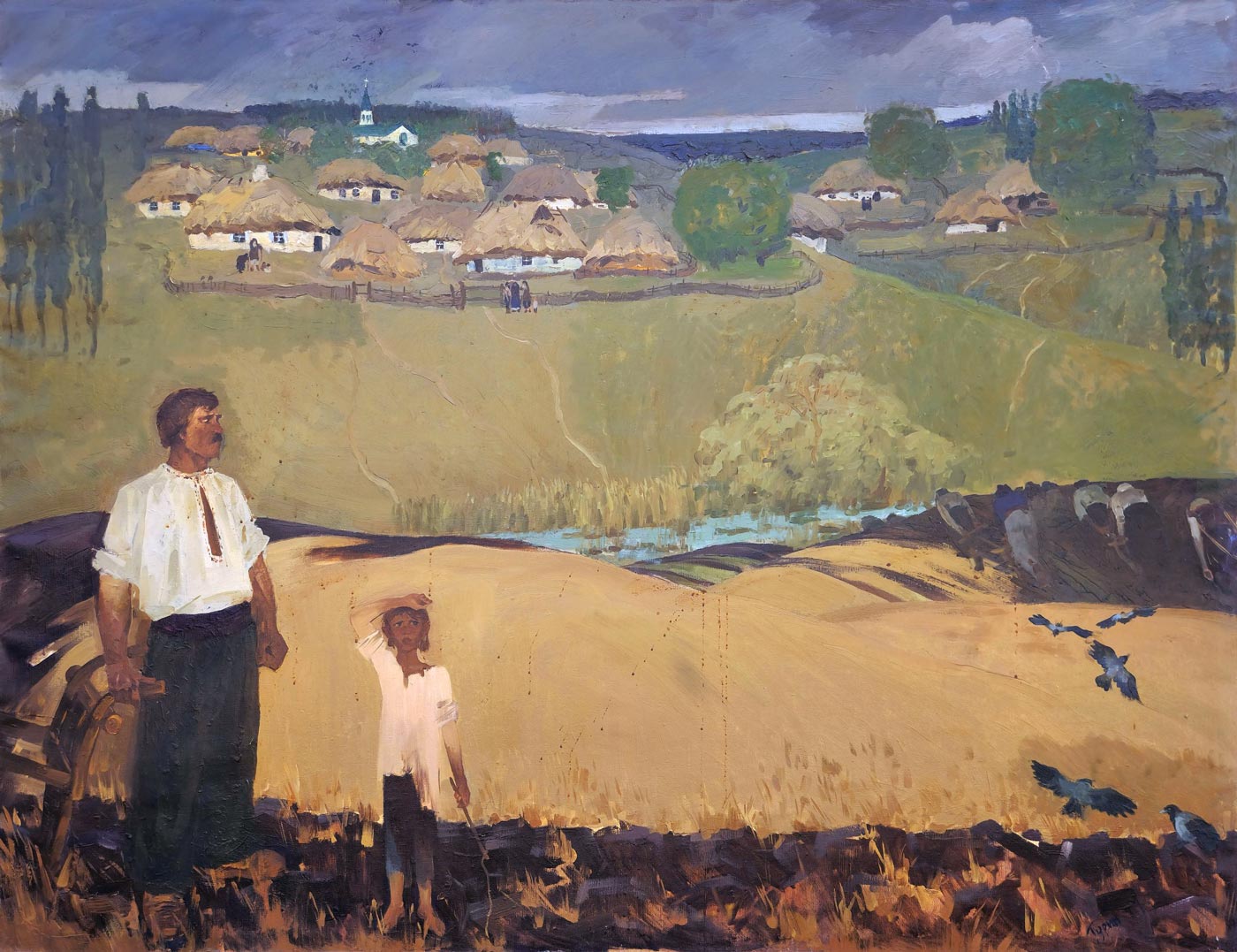 Отец и сын обрабатывают поле (Father and son work in the field), 1984