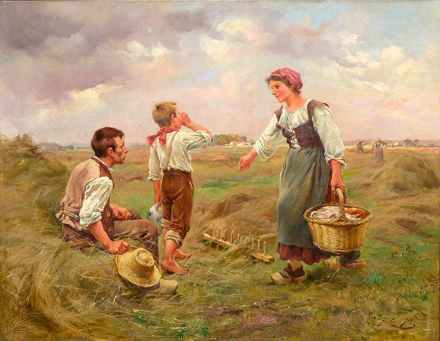 Family picnic on a country landscape background (Семейный пикник на фоне загородного пейзажа)