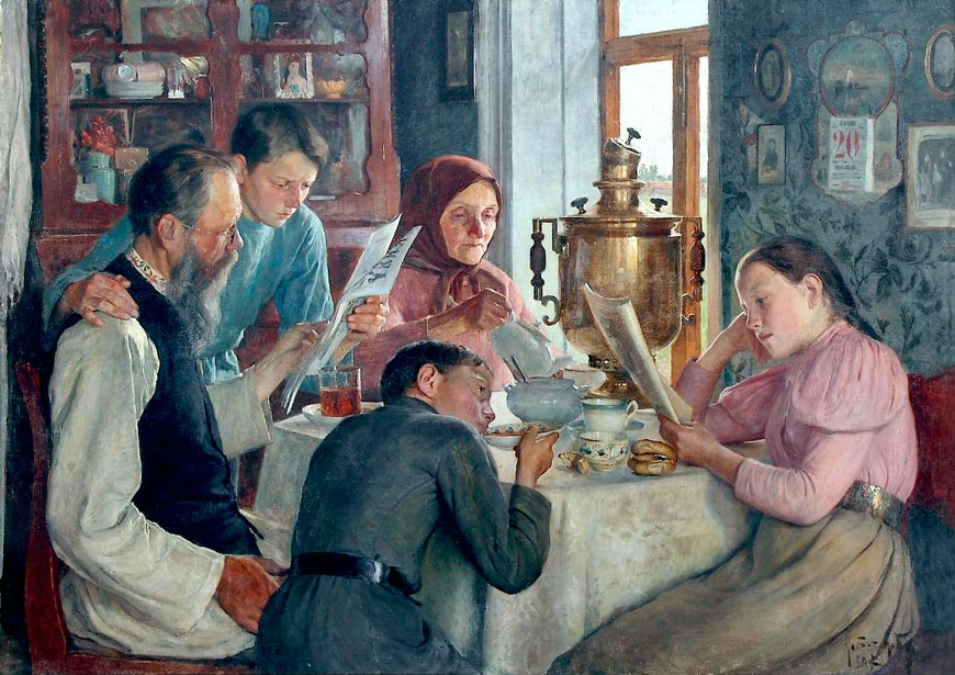 За семейным столом / Новый номер журнала (At the family table / New issue of the magazine), 1899