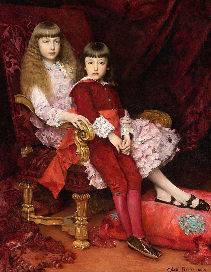 Portrait of the Duke of Chartres' children; The Duke of Guise and one of his sisters, the future Duchess of Magenta (Портрет детей герцога Шартрского; герцога Гиза и одной из его сестер, будущей герцогини Маджантской), 1880