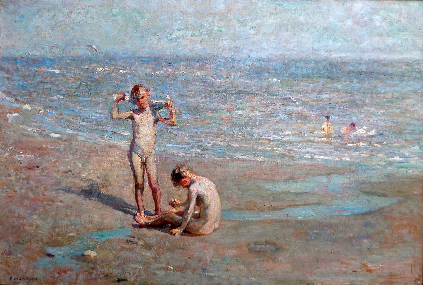 Children playing on a beach (Дети, играющие на пляже), 1910s