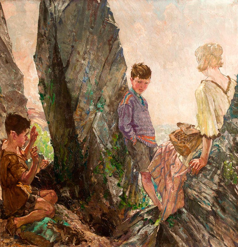 Children playing among rocks (Дети, играющие среди скал)