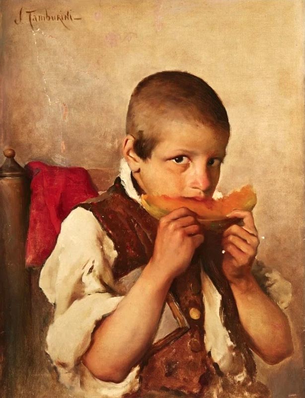 Niño comiendo melón (Мальчик ест дыню)