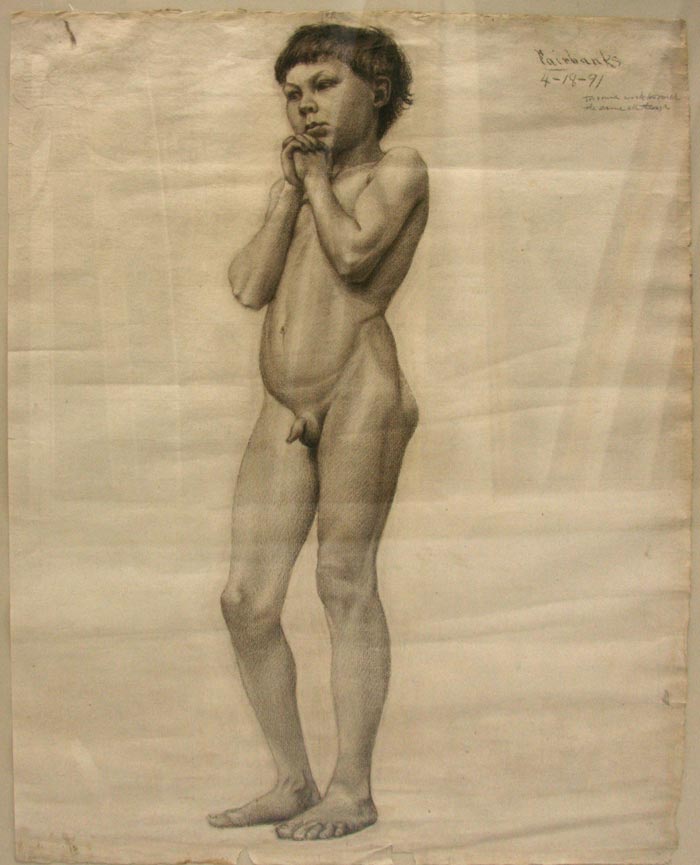 Academic nude figure study of a boy (Академический эскиз обнажённой фигуры мальчика), 1891