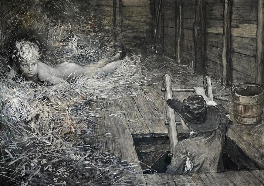 Nude boy discovered in barn - Gay interest (Обнаженный мальчик, обнаруженный в сарае - гей-интерес), 1912-1920