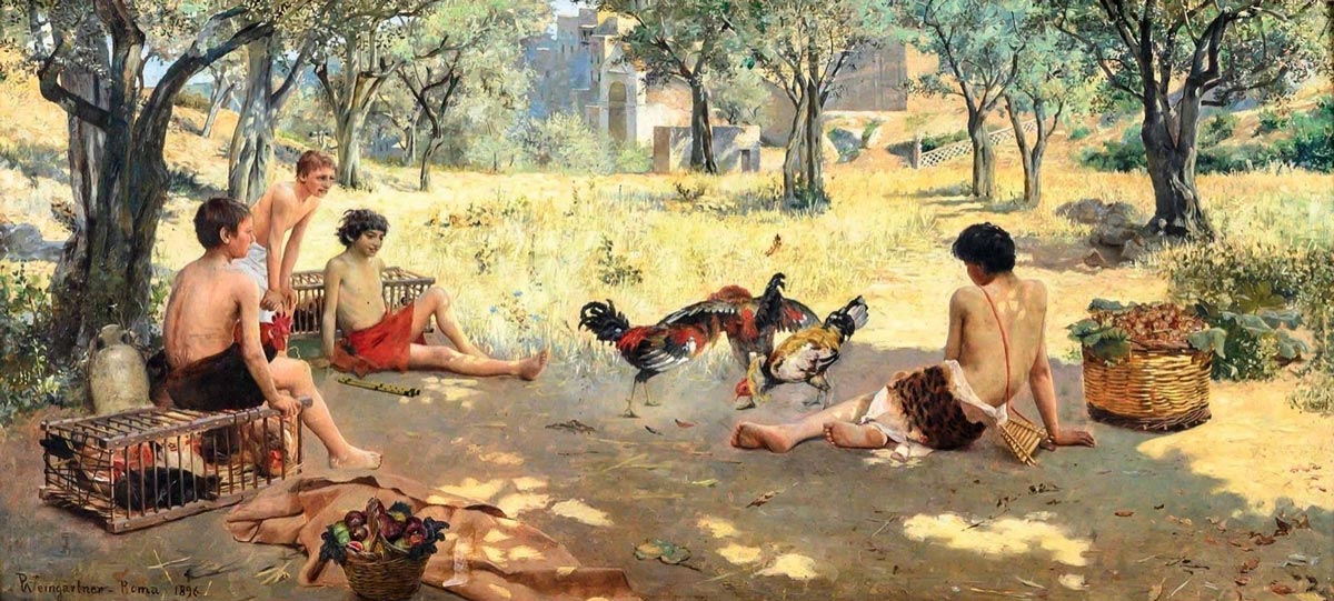 Le combat de coq à Rome (Петушиный бой в Риме), 1896